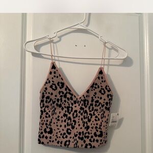 Free People Pink and Black Leopard Cami